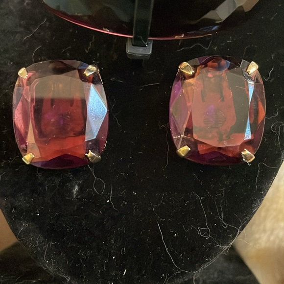 Vintage garnet glass bangle and earrings Jewelry Set - Picture 2 of 7